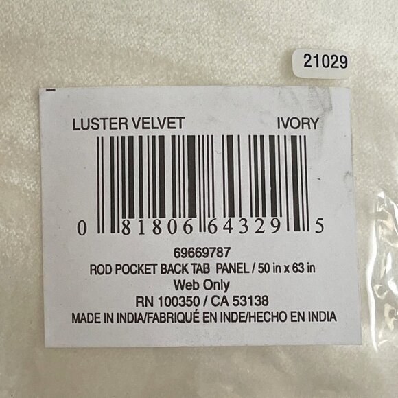 Olivia & Oliver Curtain Panel 63" Luster Velvet Ivory Rod Pocket Window Single - Picture 7 of 14